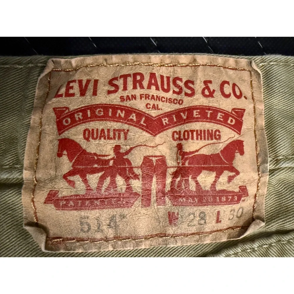 Levi's 514 Straight Fit Pants Mens 28x30 Tan Khaki White Tab Cotton Twill